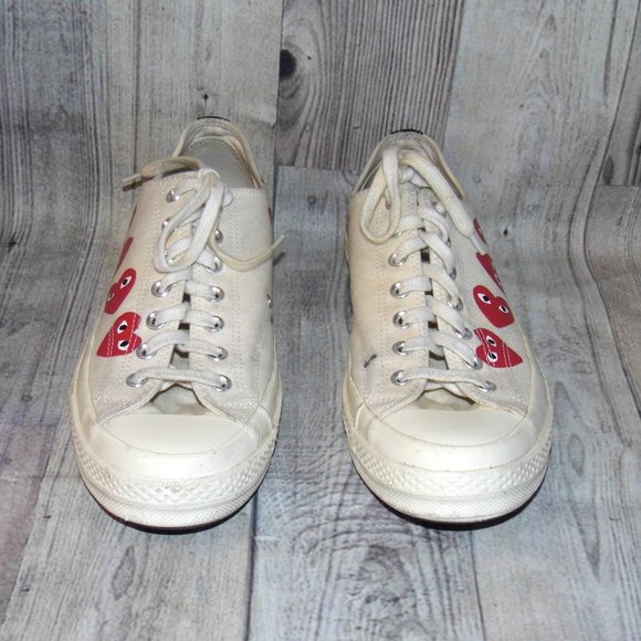 CONVERSE X PLAY Comme des Garçons Chuck 70 OX Multi Heart Sneakers Mens Size 11 - Picture 4 of 8